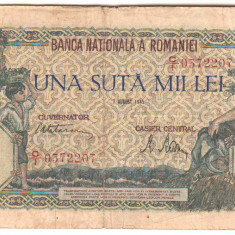 SV * Romania 100000 / 100 MII LEI 1945 , 7 AUGUST * Data Mai RARA !