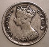 J.284 HONG KONG COLONIE BRITANICA VICTORIA 10 CENTS 1885 ARGINT
