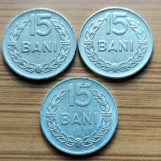 Moneda Romania 15 bani 1960,1966,1975