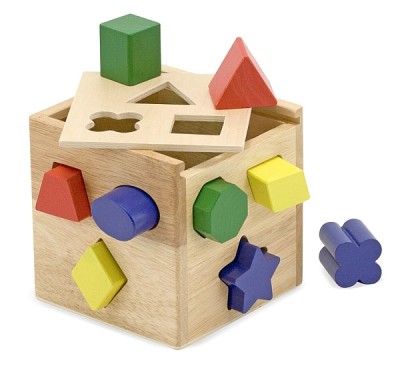 Cub din lemn cu forme de sortat Melissa and Doug foto