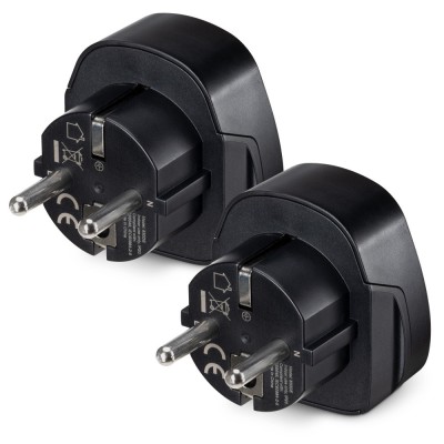 Set 2 Adaptoare universale de calatorie, Kwmobile, Negru, Plastic, 41939.01 foto