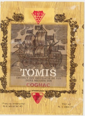 Eticheta Cognac Coniac Tomis ND(1975) foto