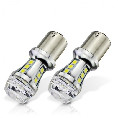 Set becuri LED BA15S, 18 SMD, 3030, CAN-BUS, fara polaritate foto