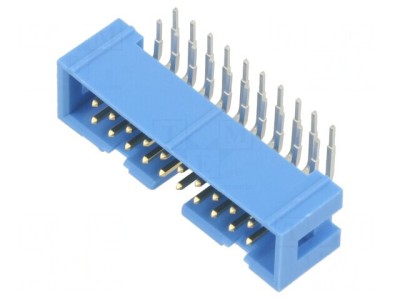 Soclu IDC 20 PIN 90&amp;deg; THT Aurit 2,54mm Albastru foto