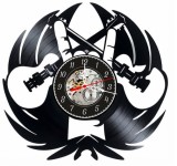 Ceas perete disc vinil Heavy Metal Rock, Rock Horns, Chitare Electrice, Aripi, Negru, 30cm, Decor Muzica Rock