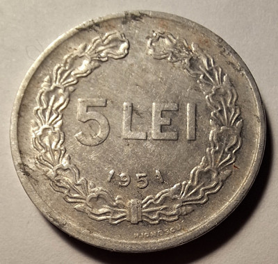 Moneda 5 lei 1951 foto