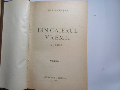 MARIA CUNTAN-DIN CAIERUL VREMII VOI.1 SI 2.-1916. foto