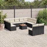 Gossi set canapele de gradina, 12 piese, cu perne, negru, poliratan