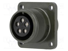 Conector circular soclu PIN 5 mamă lipire MS/DS argintat 13A AMPHENOL