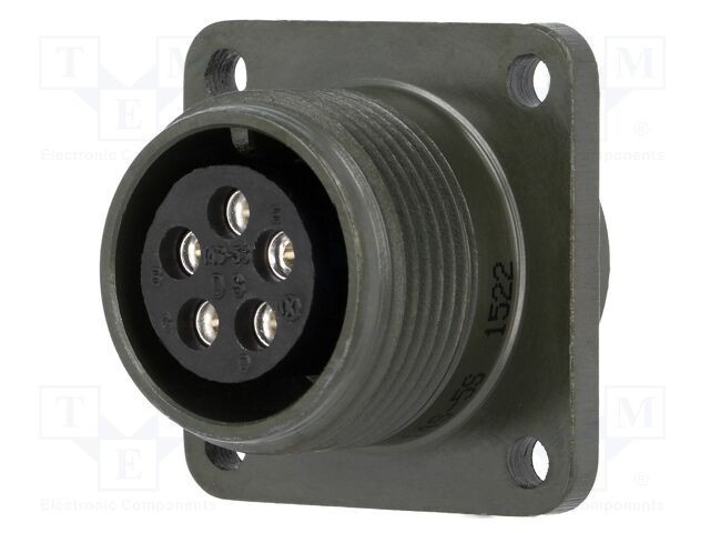 Conector circular soclu PIN 5 mamă lipire MS/DS argintat 13A AMPHENOL