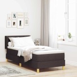 vidaXL Pat cu arcuri cu saltea Maro &icirc;nchis și Alb 80 x 200 cm țesătură