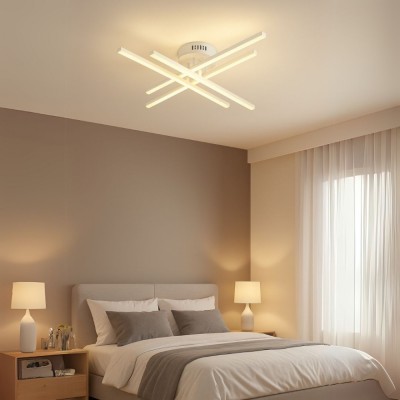 Lustra LED cu Telecomanda GIO, 43W, 4 Elemente, Lumina Rece/Clada/Neutra, Dimabila, Alb ModernLight Concept foto