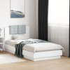 VidaXL Cadru de pat cu tăblie și lumini LED, alb, 90x190 cm