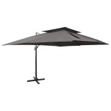 Umbrela de gradina cu consola si blat dublu, antracit, 400x300 cm