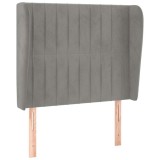 Cumpara ieftin Tablie de pat cu aripioare gri deschis 103x23x118/128cm catifea