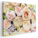 Tablou flori trandafiri crem roz Tablou canvas pe panza CU RAMA 50x70 cm