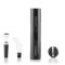Set tirbuson electric pentru deschidere sticle de vin, 3 piese, baterii, automat, multifunctional, negru, dop, taietor si picurator modern