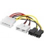 Cablu alimentare PC 4 pini - 2x 2 pini 12V + 2x 2 pini 5V 15cm Goobay