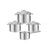 Set vase de gatit din inox Zilan ZLN1344 cu 7 piese, manere nituite, Compatibil gaz, inductie &amp; electric, Compatibil masina de spalat vase