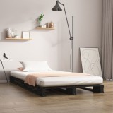 VidaXL Cadru pat mic Single 2FT6, negru, 75x190 cm, lemn masiv de pin