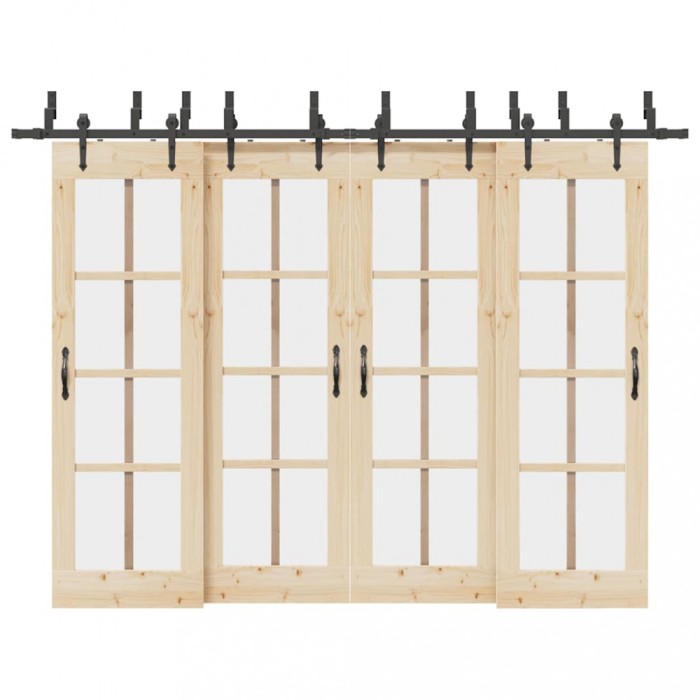 vidaXL Set feronerie pentru uși glisante, negru, 305 cm, oțel