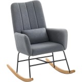 SONGMICS Fotoliu balansoar cu brate, cadru otel imbracat in fleece si picioare din lemn, 136 kg, gri Household NewTrend