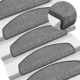 vidaXL Covorașe pentru trepte scară, 15 buc., gri &icirc;nchis, 65x24x4 cm