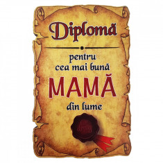 Magnet Diploma pentru cea mai buna MAMA din lume, lemn foto