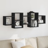 VidaXL Raft de perete, negru, 129x18x42 cm, lemn prelucrat 853219