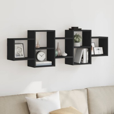 vidaXL Raft de perete, negru, 129x18x42 cm, lemn prelucrat 853219 foto