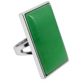 Inel Aventurin, piatra prosperității formă dreptunghiulară 3 cm verde, reglabil
