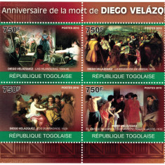 TOGO 2010 - Picturi, Mari maestri, Diego Velasquez/set complet-colita+bloc MNH