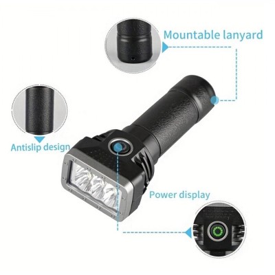 Lanternă Re&amp;icirc;ncărcabilă USB, Model 11cm, Moduri Iluminare Multiple, Negru foto