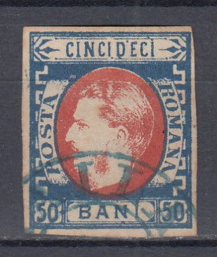 ROMANIA 1869 LP 29 b CAROL I CU FAVORITI VALOAREA 50 BANI STAMPILAT foto