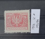 TS23 - Timbre serie Polonia - 1924 Mi199 * nestampilat, Stampilat