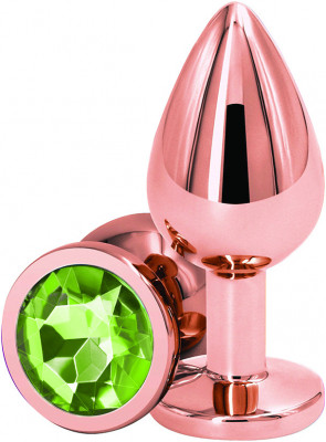 Dop Anal Charm Anal Plug Large, Rose Gold, Piatra Verde Deschis, Passion Labs foto