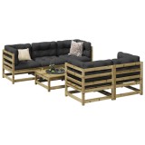 vidaXL Set canapea de grădină, 6 piese, lemn de pin tratat 3299289