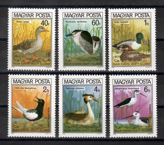 Ungaria 1980 - Păsări - Conservarea Naturii, Serie + 2 colite DT+NDT.4 poze, MNH