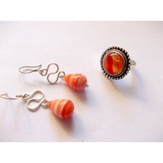 Setul inel si cercei cu agate 42105