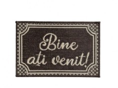 Covor Pentru Usa Intrare, Flex 19503, Antiderapant, Negru/Gri, 50x80 cm