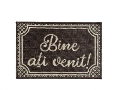 Covor Pentru Usa Intrare, Flex 19503, Antiderapant, Negru/Gri, 50x80 cm - 50x80 cm foto