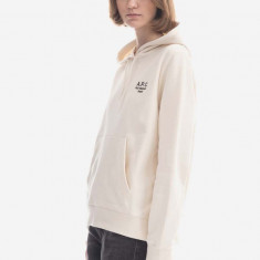 A.P.C. hanorac de bumbac Hoodie Manuela femei, culoarea alb, cu glugă, cu imprimeu COEZD.F27760-OFFWHITE