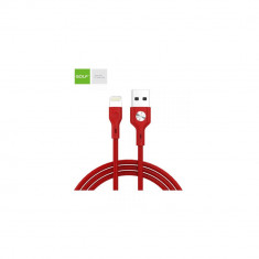 Cablu USB iPhone 5 / 6 / 7 Golf CD Leather 3A ROSU GC-60i - PM1