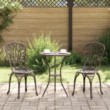 vidaXL Set scaune de grădină, 3 buc., bronze, aluminiu turnat