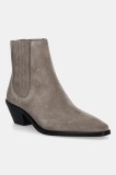 BOSS botine din piele &icirc;ntoarsă Niara culoarea maro, cu toc drept, 50548781