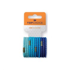 Elastic de par Top Choice, set de 12 bucati asortate, in nuante de albastru