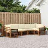 Cumpara ieftin Set de canapele de exterior 7 buc. 7-Locuri Natural si Crem