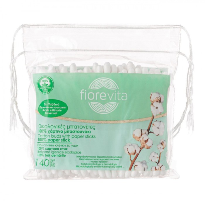 Bețișoare Igienice Eco, Fiorevita, Set 140 Buc, H&acirc;rtie, Ambalaj de Călătorie