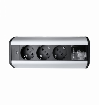 Prelungitor grup 3 prize schuko pentru blat sau birou montaj orizontal 16A 3680W 230V cablu 1.8 metri 3G1.5 si led indicator de prezenta tensiune foto