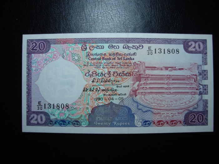 SRI LANKA 20 RUPII 1990 UNC